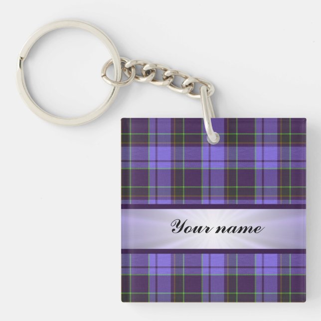 Purple Tartan With Ribbon Key Ring (Front)