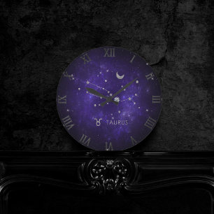 Purple Taurus Zodiac   Cosmic Astrology Horoscope Round Clock
