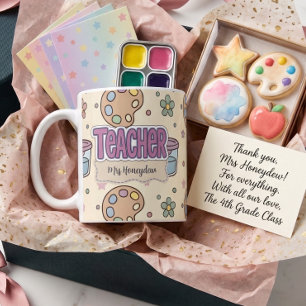 Purple Teacher Art Supplies Pattern Coffee Mug