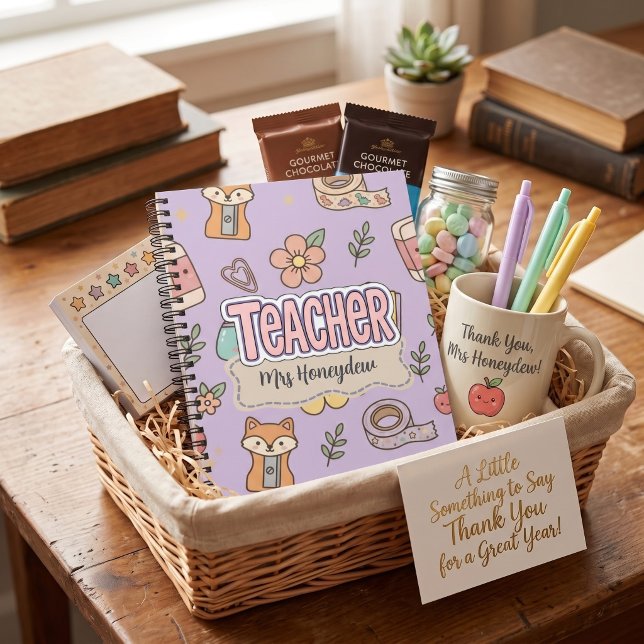 Purple Teacher  School Supplies Pattern  Notebook (Creator Uploaded)