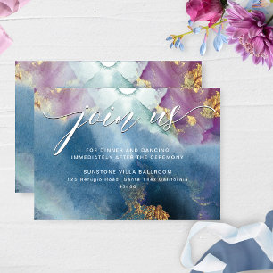 Purple, Teal and Blue Watercolor Reception Details Enclosure Card