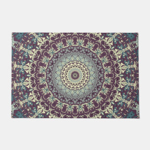 Purple Teal and Cream Mandala Pattern Doormat