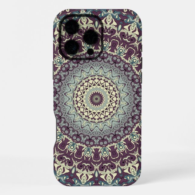 Purple Teal and Cream Mandala Pattern iPhone Case (Back)