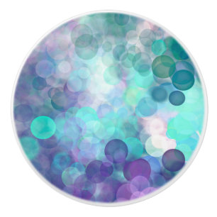 Purple, Teal and Turquoise Bubbles Bokeh Ceramic Knob