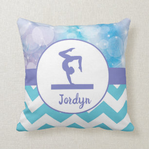 Purple Teal Aqua Gymnastics Throw Pillow