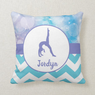 Purple Teal Aqua Gymnastics Throw Pillow