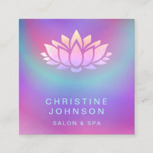 purple teal blue lotus flower square business card