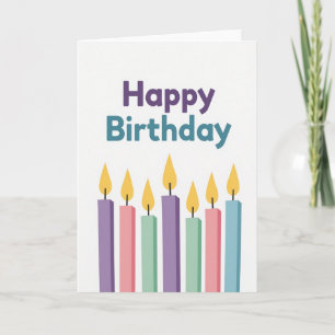 Purple Teal Candle Birthday Card