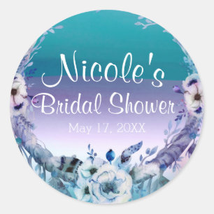 Purple & Teal Dream Catcher Boho Chic Party Favour Classic Round Sticker