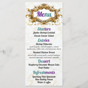 Purple & Teal Elegant Menu Cards