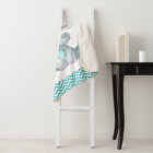 Purple Teal Elephant Baby Blankets Floral Chevron