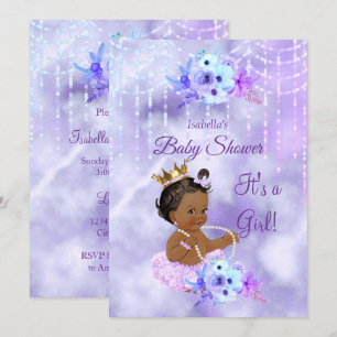 Purple Teal floral Girl Baby Shower Ethnic Invitation