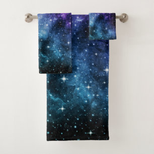 Purple Teal Galaxy Nebula Dream #1 Bath Towel Set