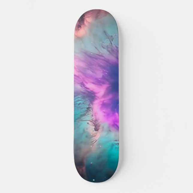 Purple Teal Galaxy Nebula Dream #1  Skateboard (Front)