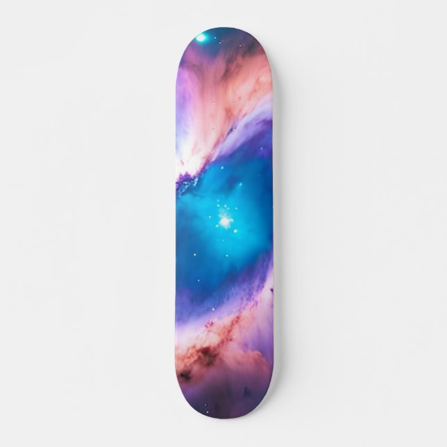 Purple Teal Galaxy Nebula Dream #1 Skateboard (Front)