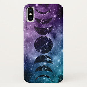 Purple Teal Galaxy Nebula Dream Moon Phases #1 iPhone X Case