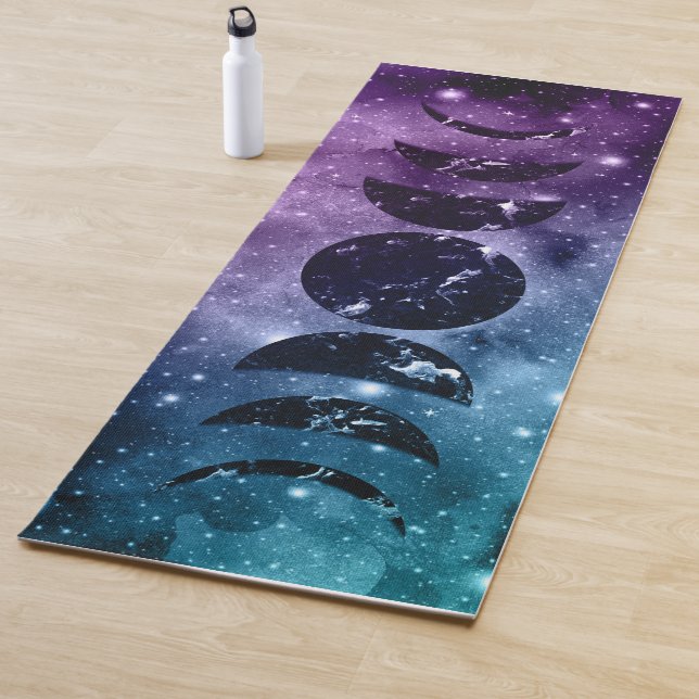Purple Teal Galaxy Nebula Dream Moon Phases #1 Yoga Mat (In Situ)