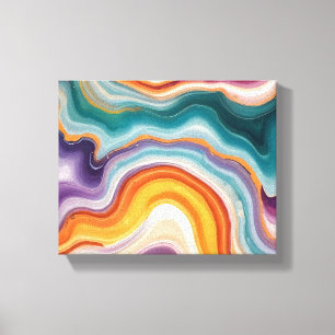 Purple, Teal & Gold Agate Canvas Print