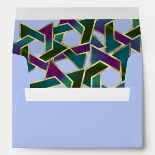 Purple Teal Green Star of David Envelope