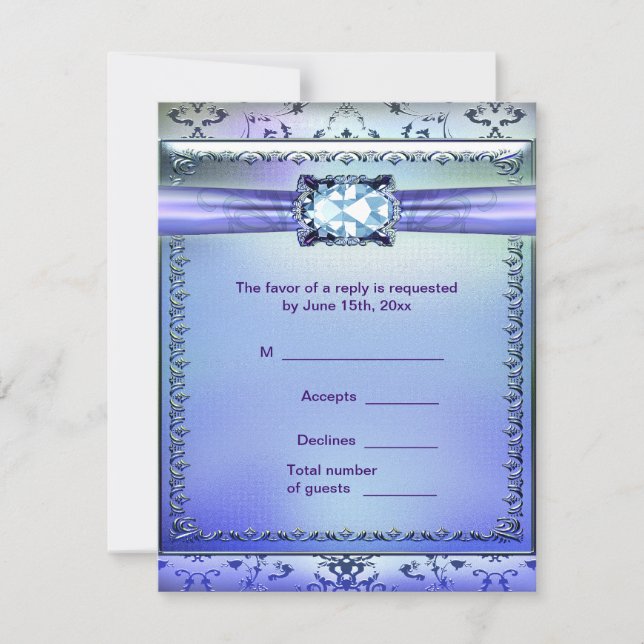 Purple Teal Jewel RSVP Response Card (Front)