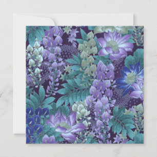Purple & Teal Jungle Flowers Invitation