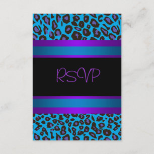 Purple Teal Leopard Sweet 16 Birthday Party RSVP
