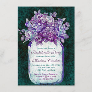 Purple Teal Mason Jar Bachelorette Party Invites