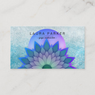 Purple Teal Meditation Holistic Lotus Flower Yoga Business Card