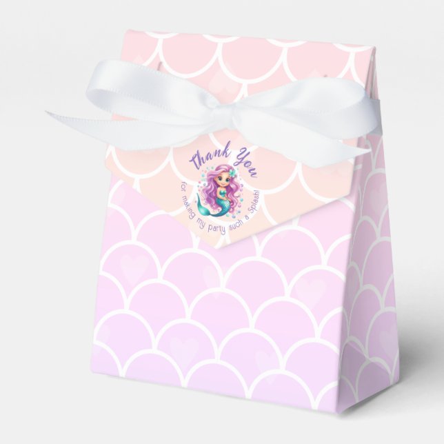 Purple Teal Mermaid Watercolor Thank You Favour Favour Box (Front Side)