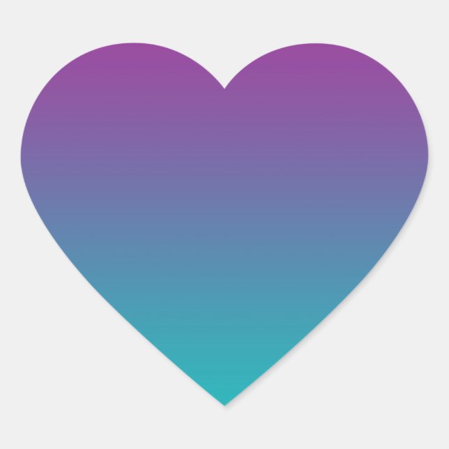 Purple & Teal Ombre Heart Sticker (Front)