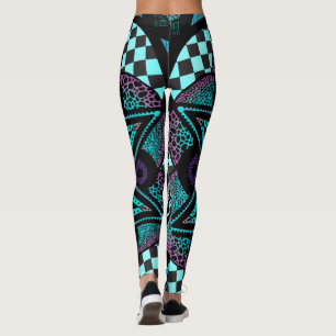 Purple & Teal Ombré Mandala Flower Yoga Leggings