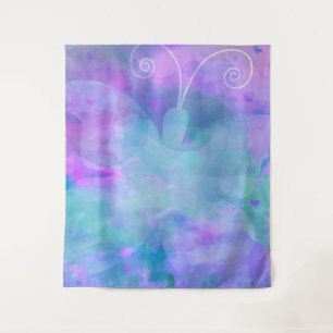 Purple Teal Pastel Butterfly Party Backdrop Tapestry