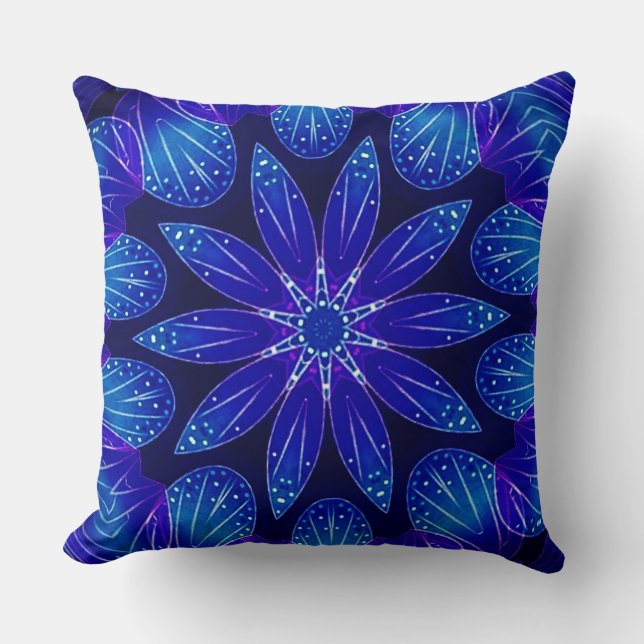 Purple & Teal Petals Mandala Cushion (Front)
