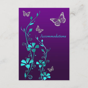 Purple Teal Silver Floral, Butterflies Enclosure 2 Card