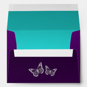 Purple Teal Silver Floral Butterfly A7 Envelope