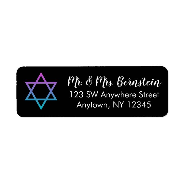Purple Teal Star of David Return Address (Front)