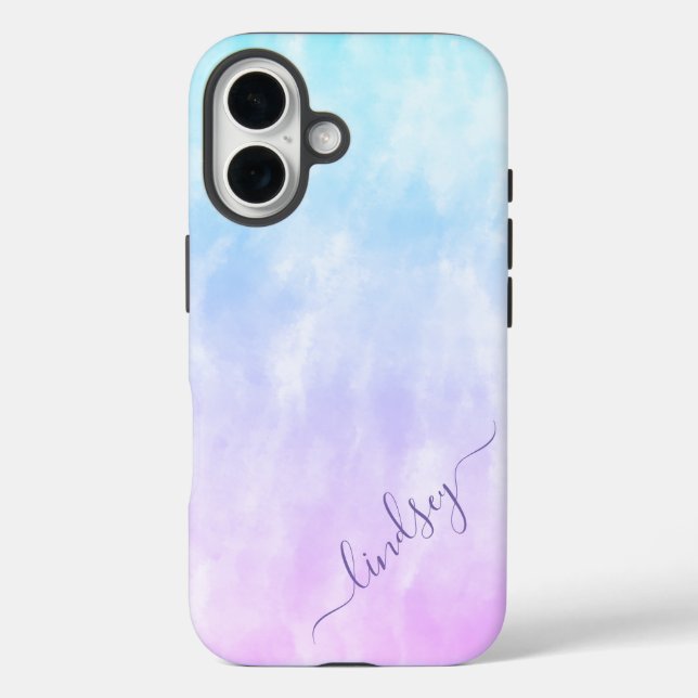 Purple Teal Tie Dye Calligraphy Personalised Name Case-Mate iPhone Case (Back)