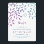 Purple   Teal Tree of Life Bat Mitzvah Invitations<br><div class="desc">Pretty tree of life Bat Mitzvah invitations featuring swirling leaves and a Star of David in pretty purple and teal watercolor. Customise these unique invitations yourself online.</div>
