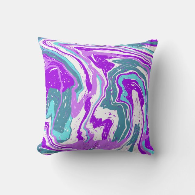 Purple, Teal, Turquoise Marble Fluid Art    Cushion (Front)