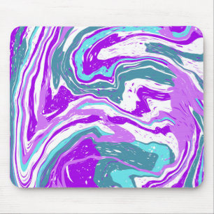 Purple, Teal, Turquoise Marble Fluid Art   Mouse Mat