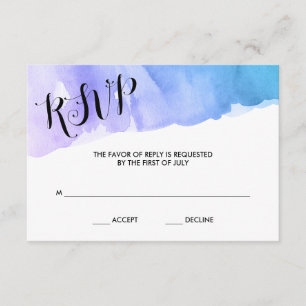Purple Teal Watercolor Bat Mitzvah RSVP Card