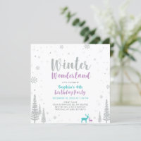 Purple & Teal Winter Wonderland Girl Birthday