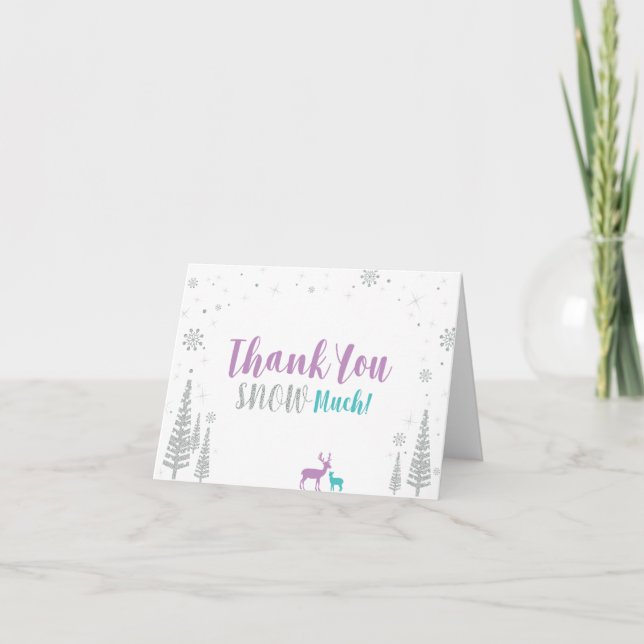 Purple & Teal Winter Wonderland Thank You Card (Front)