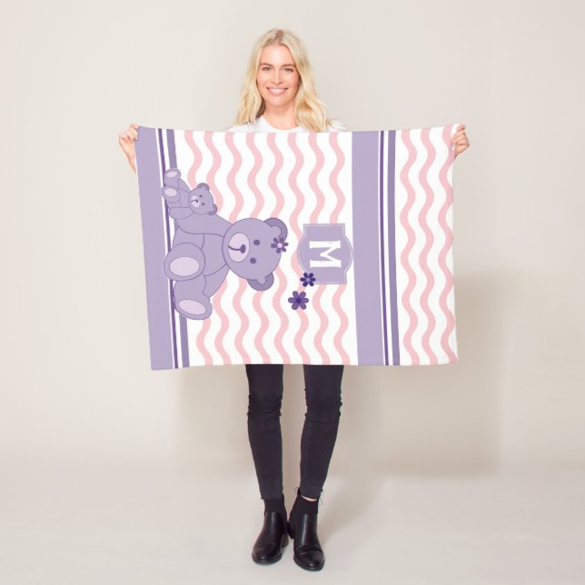 Purple Teddy Bear Design - Customise Your Own Fleece Blanket (In Situ)