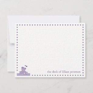 Purple Teddy Bears Personalised Note Card