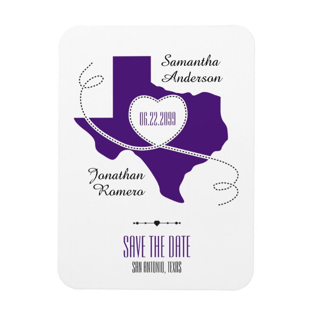 Purple Texas Curling Ribbon Save the Date Magnet (Vertical)