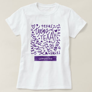 Purple Texas Doodle Pattern T-Shirt