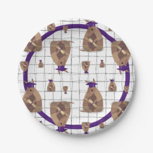 Purple Texas Graduate Armadillo Paper Plate