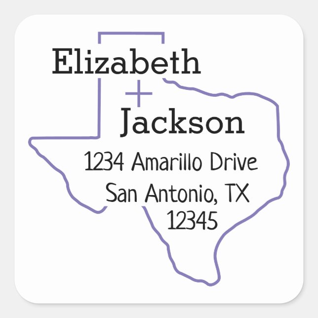Purple Texas Silhouette Couple Address Label (Front)