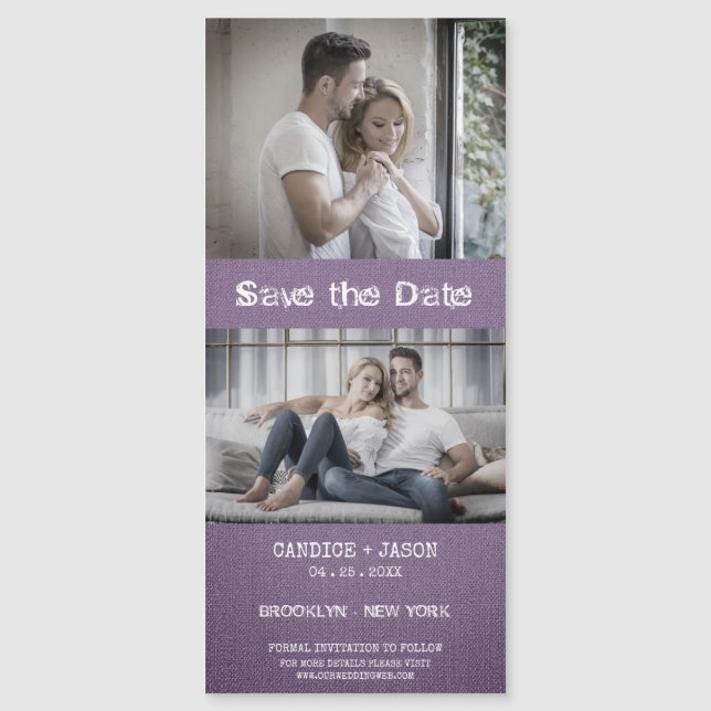 Purple Textile Texture Engaged Romantic Couple (Front)